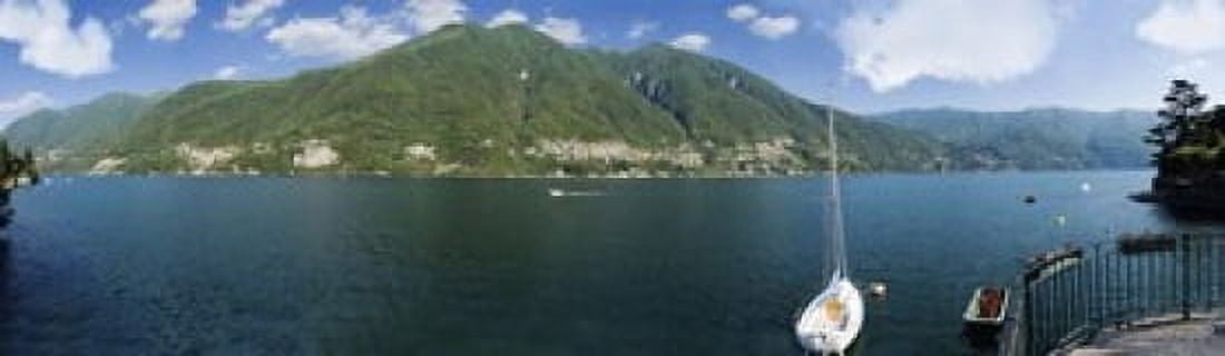 Sailboat in a lake Lake Como Como Lombardy Italy Canvas Art - Panoramic Images (15 x 5)
