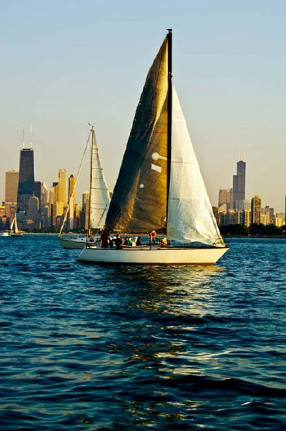 Sailboat in a lake Lake Michigan Chicago Cook County Illinois USA Canvas Art - Panoramic Images (24 x 36)