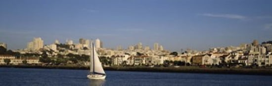 Sailboat in an ocean Marina District San Francisco California USA Canvas Art - Panoramic Images (36 x 12)
