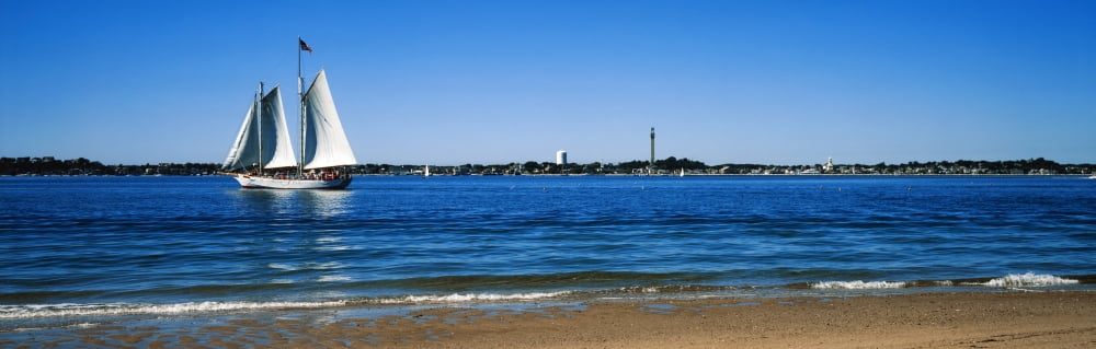 Sailboat in ocean Provincetown Cape Cod Barnstable County Massachusetts USA Canvas Art - Panoramic Images (6 x 18)