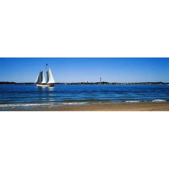 Sailboat in ocean Provincetown Cape Cod Barnstable County Massachusetts USA Canvas Art - Panoramic Images (6 x 18)