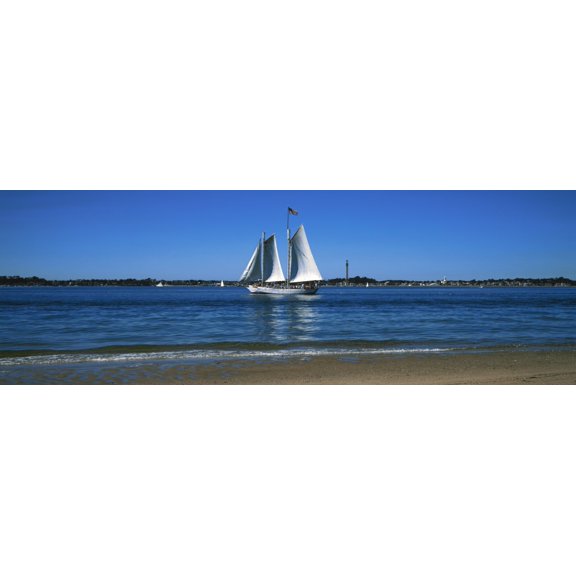Sailboat in ocean Provincetown Cape Cod Barnstable County Massachusetts USA Canvas Art - Panoramic Images (6 x 18)