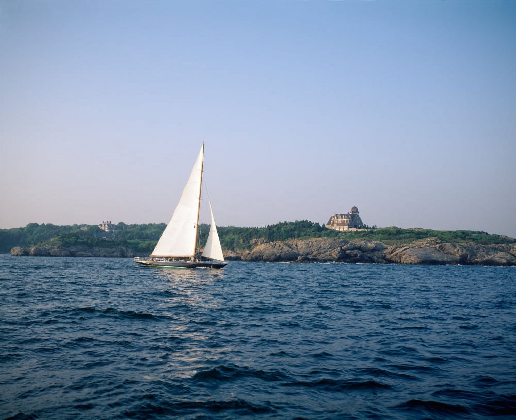 Sailboat in the sea Jamestown Rhode Island USA Canvas Art - Panoramic Images (22 x 27)