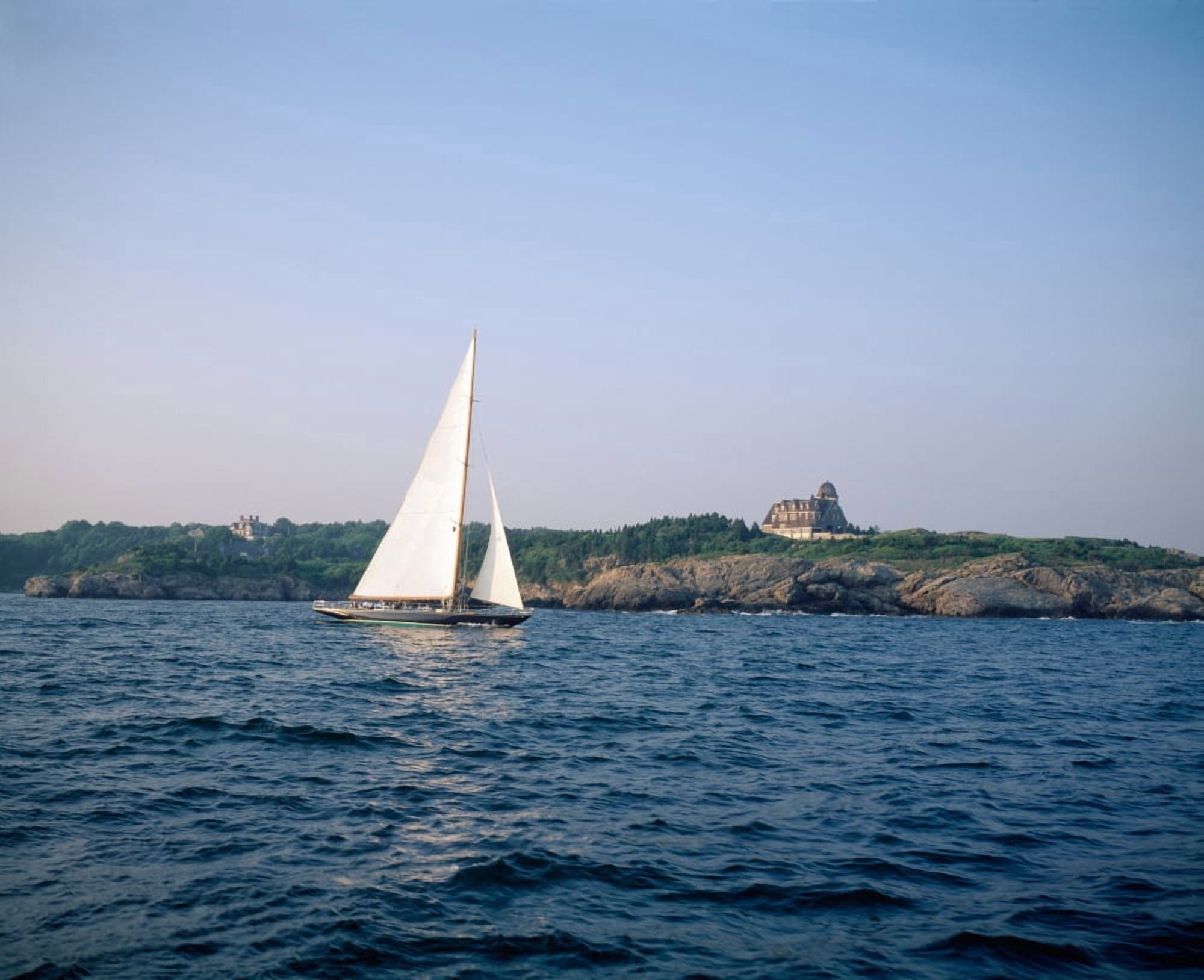 Sailboat in the sea Jamestown Rhode Island USA Canvas Art - Panoramic Images (29 x 36)