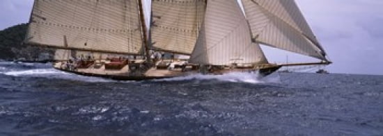 Sailboat in the sea Schooner Antigua Antigua and Barbuda Canvas Art - Panoramic Images (36 x 13)