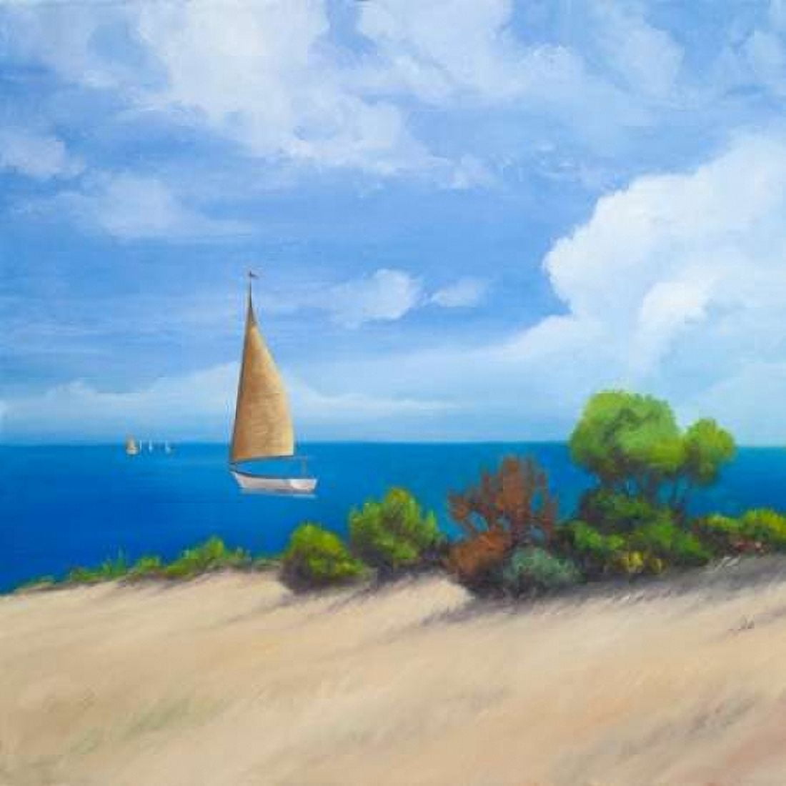 Sailboat on Coast I Canvas Art - Vivien Rhyan (24 x 24)