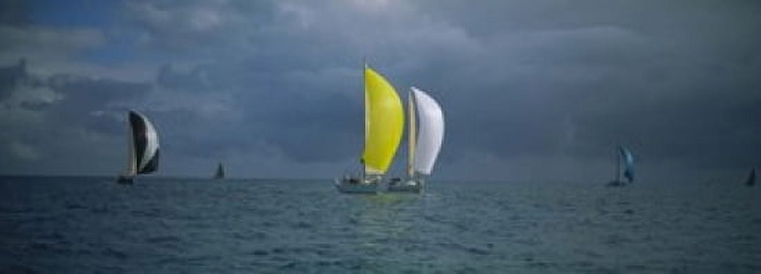 Sailboat racing in the ocean Key West Florida USA Canvas Art - Panoramic Images (18 x 7)