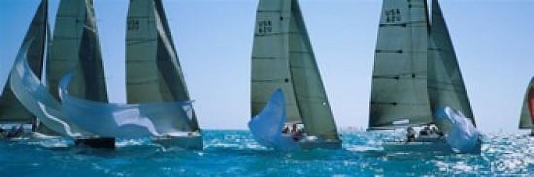 Sailboat racing in the ocean Key West Florida USA Canvas Art - Panoramic Images (18 x 7)