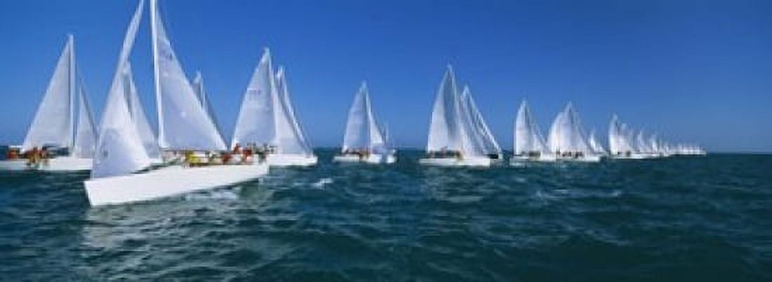 Sailboat racing in the ocean Key West Florida USA Canvas Art - Panoramic Images (18 x 7)