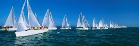Sailboat racing in the ocean Key West Florida USA Canvas Art - Panoramic Images (36 x 13)