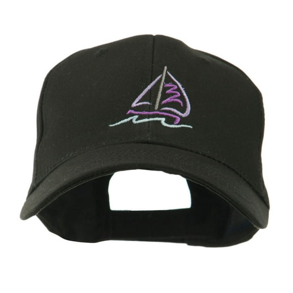 Sailboat with Wave Logo Embroidered Cap - Black OSFM