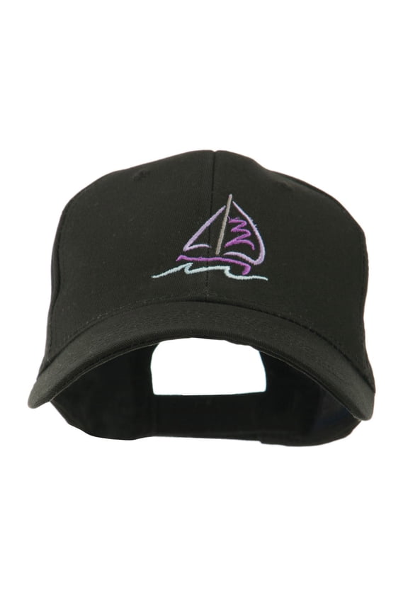 Sailboat with Wave Logo Embroidered Cap - Black OSFM
