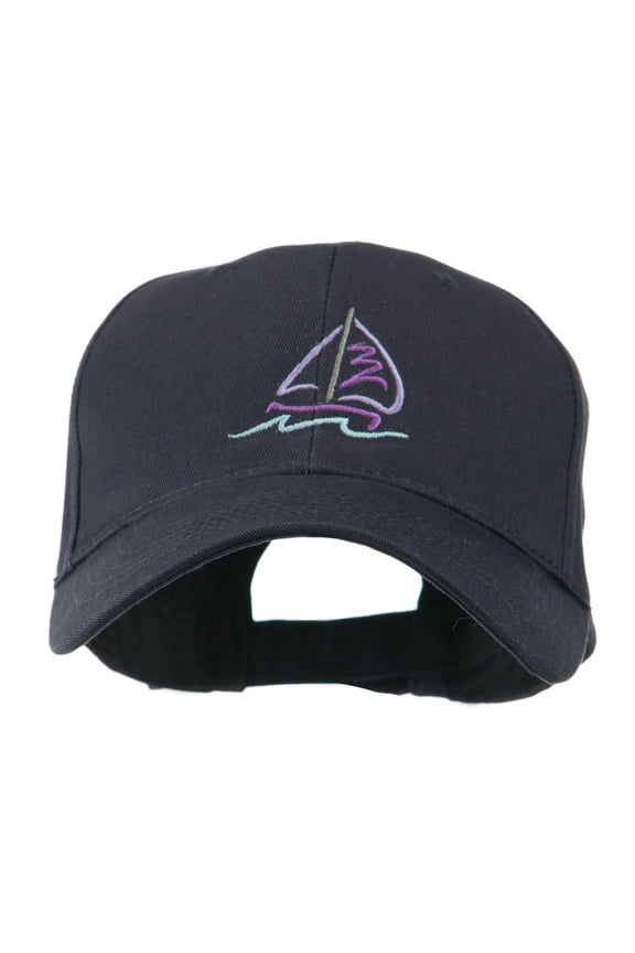 Sailboat with Wave Logo Embroidered Cap - Navy OSFM