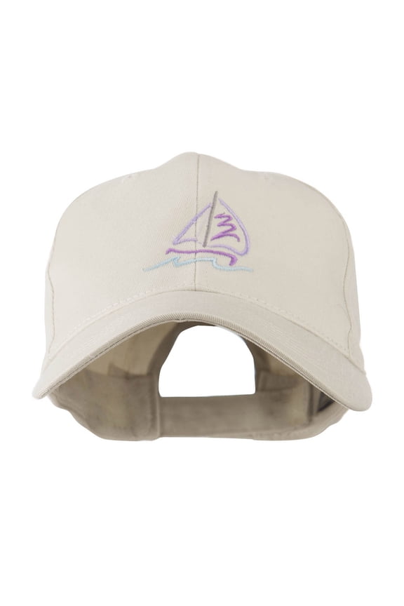 Sailboat with Wave Logo Embroidered Cap - Stone OSFM
