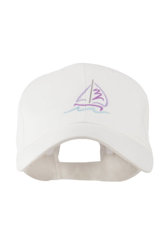 Sailboat with Wave Logo Embroidered Cap - White OSFM