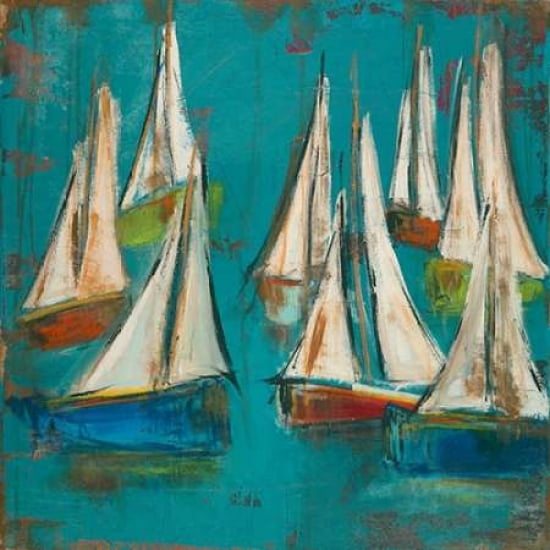 Sailboats Aqua Canvas Art - Melissa Lyons (24 x 24)