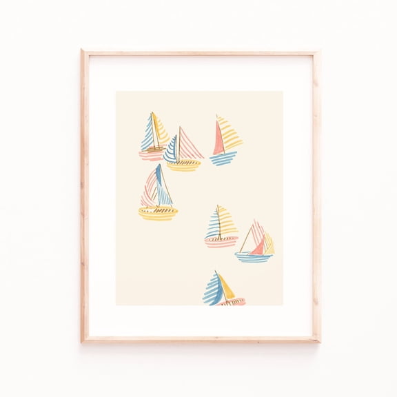 Sailboats Art Poster Summer Inspired Nautical Decor (5x7 to 24x30"), Unframed Poster Size 8x12 F03.1.19l1361