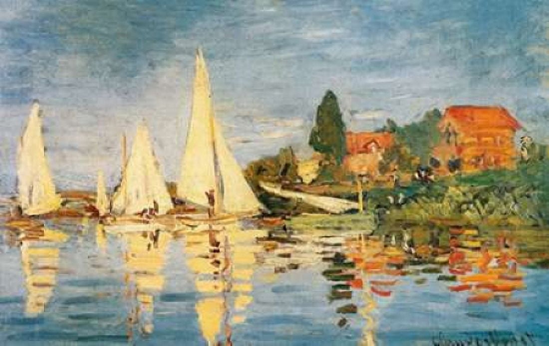 Sailboats At Argenteuil Canvas Art - Claude Monet (12 x 18)