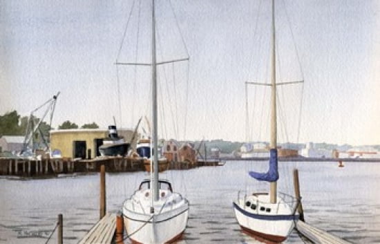 Sailboats At Dock Canvas Art - Maureen Mccarthy (17 x 11)