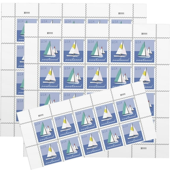 Sailboats POSTCARD RATE USPS Forever Postage Stamps 50 US Postal First Class Water Ocean Outdoor Lake Summer Sailing Wedding Celebration Anniversary (50 Stamps)