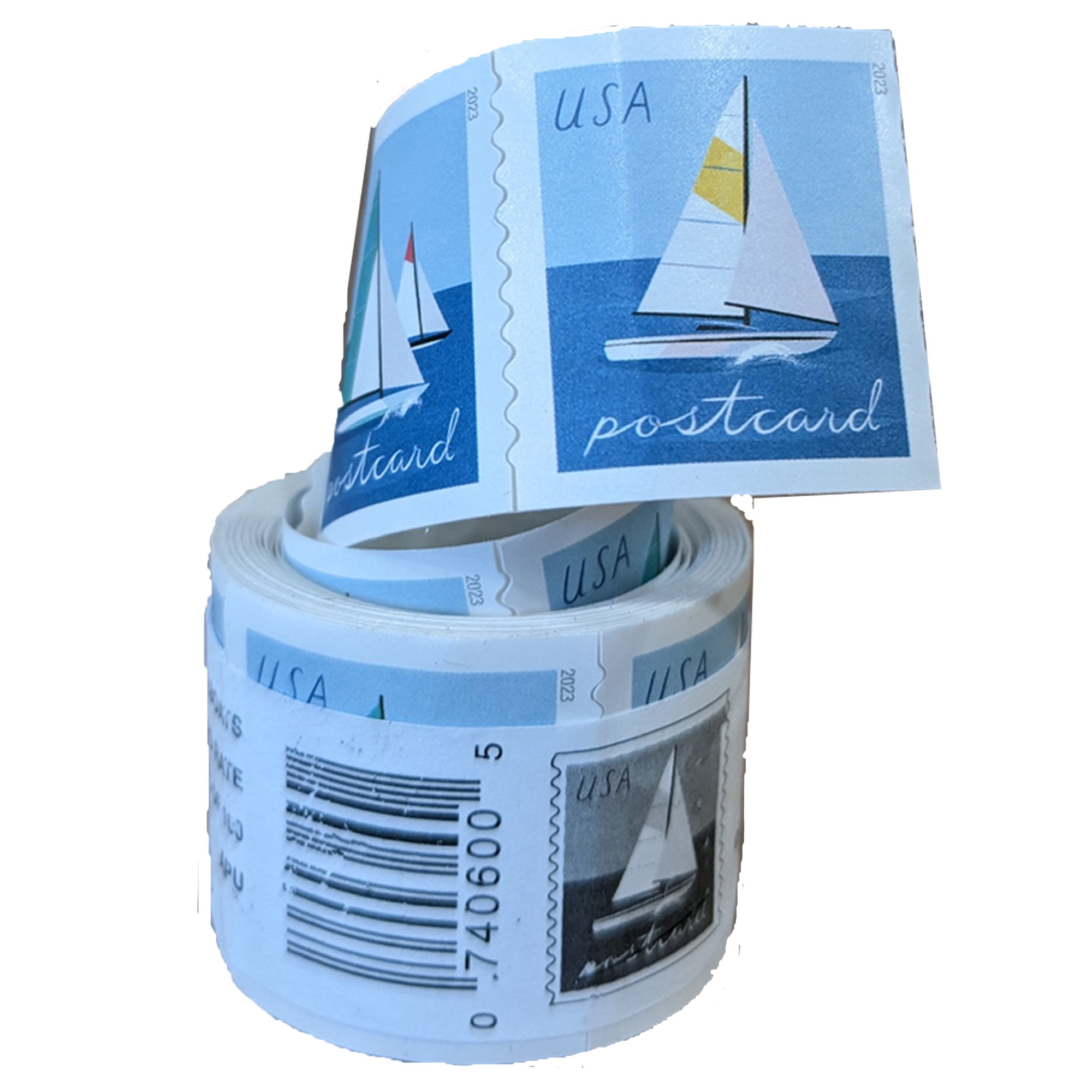 Sailboats POSTCARD RATE USPS Postage Stamps Coil of 100 US Postal Forever  First Class Water Ocean Outdoor Lake Summer Sailing Celebration Anniversary  (100 Stamps) 
