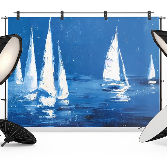 Sailboats Photography Backdrop 7x5FT, Blue Water Abstract Nautical Ocean Photo Backdrops, Background for Photography Studio Photo Studio Background, Back Drop for Photoshoot