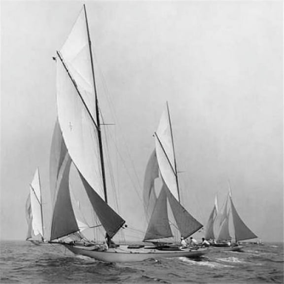 Sailboats Sailing Downwind 1920 Poster Print by Edwin Levick - 24 x 24 - Large