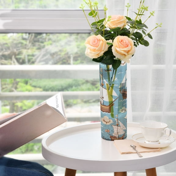 Sailboats Sea Vases for Flowers Modern Decorative Vase Home Decor for Bedroom Kitchen Living Room Centerpieces