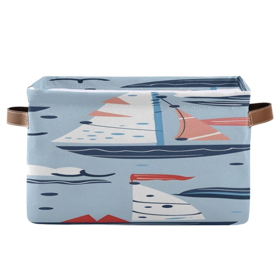 Sailboats Waves Clouds Square Storage Bins with Handles Collapsible Containing Box 1 Pack