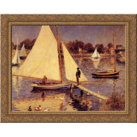 Sailboats at Argenteuil 24x20 Gold Ornate Wood Framed Canvas Art by Renoir, Pierre Auguste