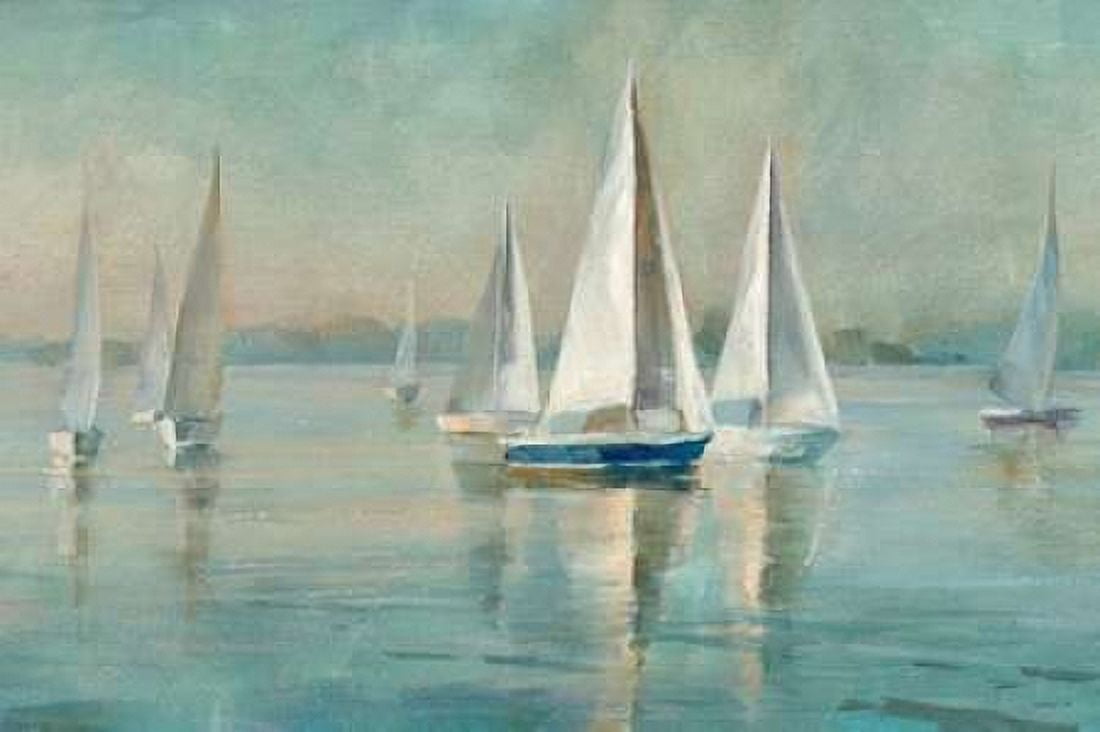 Sailboats at Sunrise Canvas Art - Danhui Nai (12 x 18)