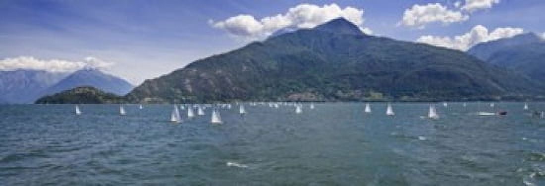 Sailboats in the lake Lake Como Como Lombardy Italy Canvas Art - Panoramic Images (18 x 7)