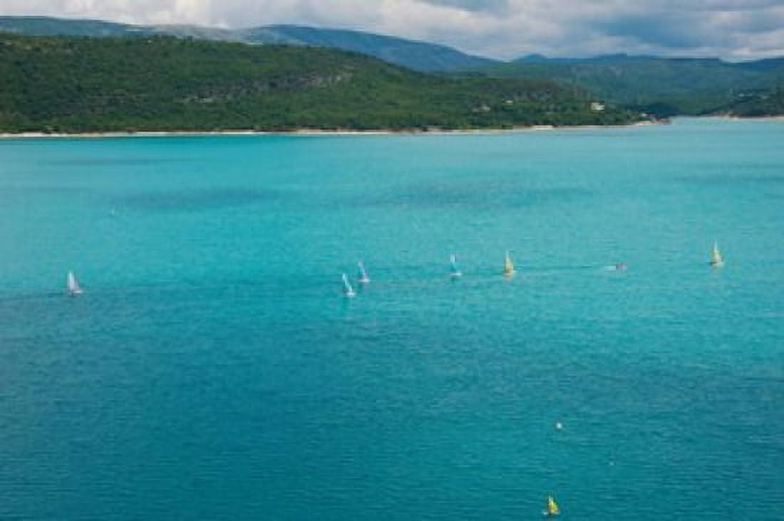 Sailboats on the lake Lac de Sainte Croix Sainte-Croix-Du-Verdon Alpes-de-Haute-Provence Provence-Alpes-Cote dAzur France Canvas Art - Panoramic Images (36 x 24)