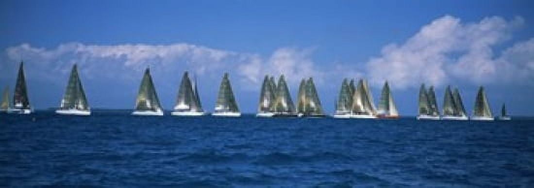 Sailboats racing in the sea Farr 40s race during Key West Race Week Key West Florida 2000 Canvas Art - Panoramic Images (18 x 7)
