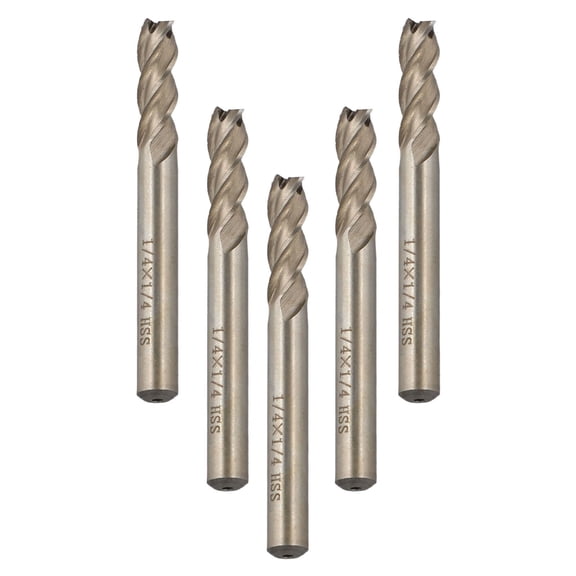Sailesiti 5pcs 1/4 x 1/4inch HSS CNC End Mill Cutter Router Bit for Precision Cutting