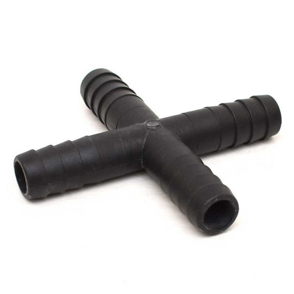 Sailfish Boat 4-Way Tee Fitting 63-9097 | 5/8 Inch Barbed Black