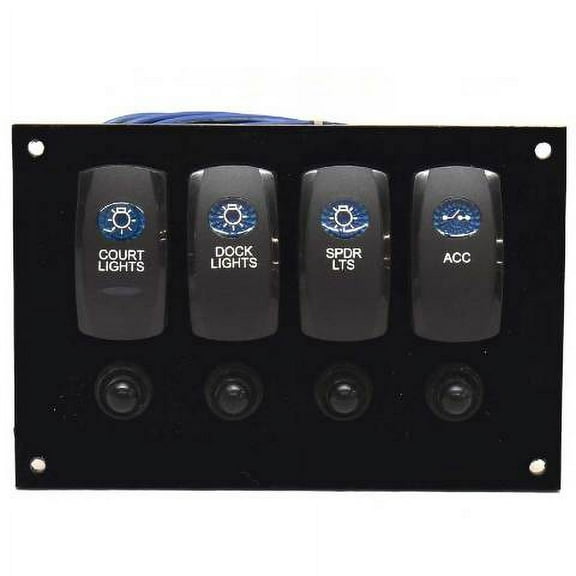 Sailfish Boat Switch Panel 61-5444 | w/ Breakers 6 x 4 Inch Plastic