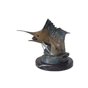 Nifao Sailfish Catching a Small Fish in Action Bronze Statue   Home Decor Sculpture, 26L x 16W x 25H