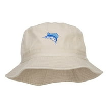 Sailfish Embroidered Pigment Dyed Bucket Hat - Natural OSFM