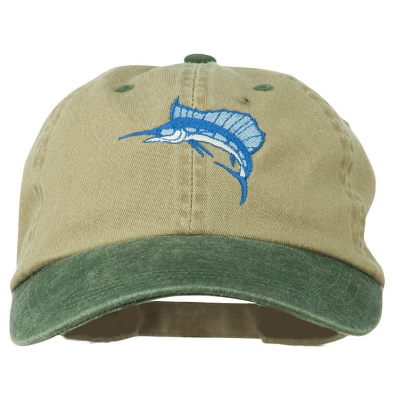 Sailfish Embroidered Two Toned Washed Cap - Spruce Khaki OSFM