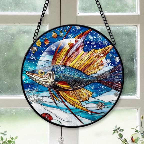 Sailfish Ornament Christmas 2025, SailfishStained Glass Window Art  Light-Catching Hanging Sun Catcher for Nature-Inspired Homes
