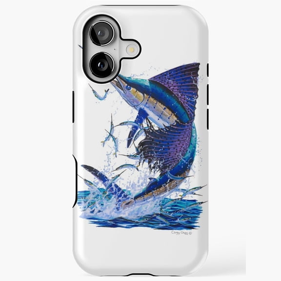 Sailfish and Ballyhoo Saltwater Ocean Angler Tough Phone Case 11 12 13 14 15 17 Pro Max