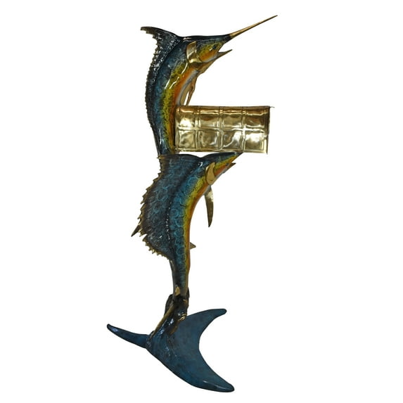 Nifao Sailfish and marlin fish Bronze Statue - mailbox – Garden Outdoor Decor Sculpture, 29"L x 35"W x 77"H
