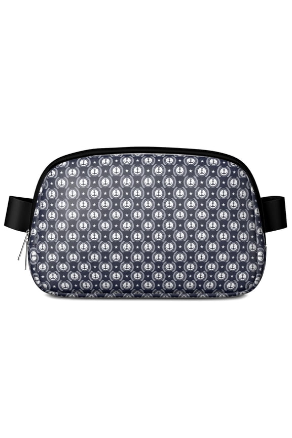 Sailing Adventure Belt Bag – Nautical Marine Fanny Pack with Boat, Helm, Waves & Rudder Design for Beach Travel and Seaside Lovers