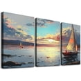 thumbnail image 1 of Sailing Adventure Triptych Art Print Sailing Adventure Triptych Art Print - 12x16" Each Panel, Calm Sea Canvas, Unframed Nautical Wall Art, 1 of 6
