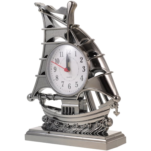 Sailing Alarm Clock Fashion Creative Student Bedside Home Living Room Bedroom Kitchen Black Desktop Rudder Shape Office Decore Farmhouse Adornment Personalized Wall