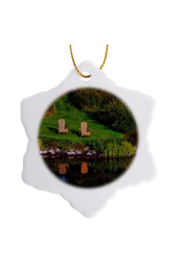 , Sailing Along the Oswego River., 3 inch Snowflake Porcelain Ornament