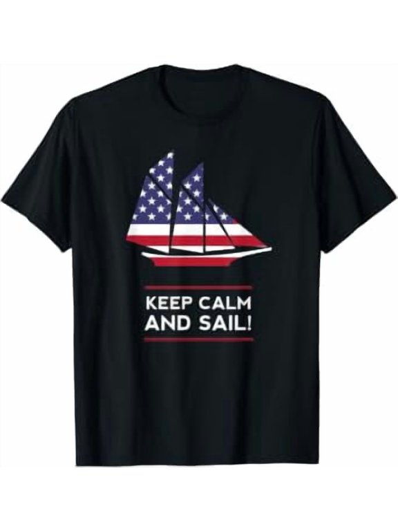 Sailing American Flag USA America Boat Patriot Crew T-Shirt
