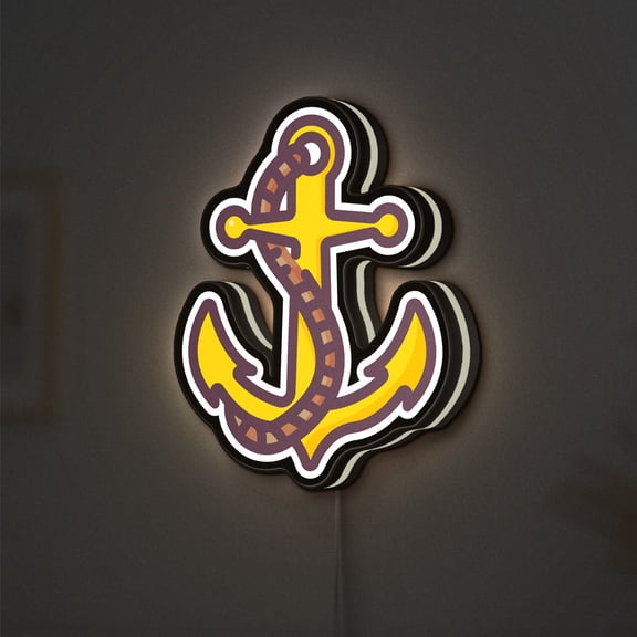 Sailing Anchor 3D Novelty Light Box Marine Decor, Ship and Boat Navigation Themed Light, Ideal for Sailors and Ocean Enthusiasts (Width 8 inch, 20cm)