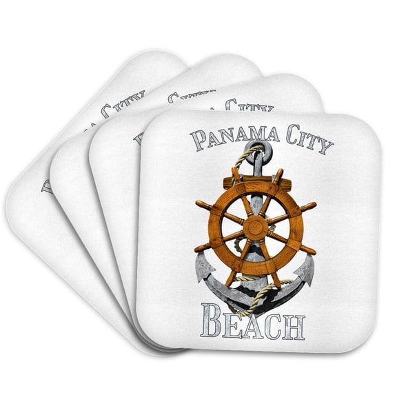 3drose, Sailing Anchor for a Florida Beach Vacation to Panama City Florida., Set of 4 Coasters - Soft